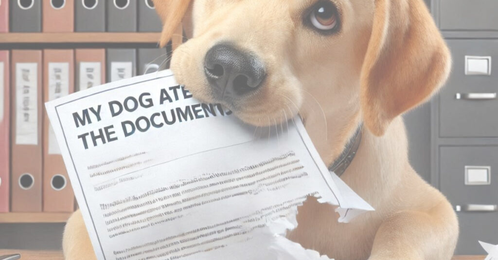 My dog ate the documents.